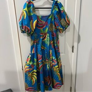 Farm Rio Blue Banana Midi Dress
